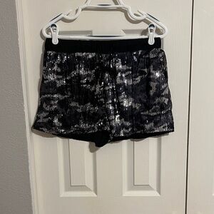 Sequin Black and Silver camo Women's Shorts